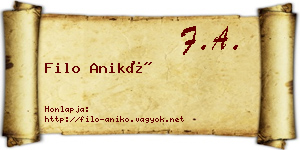 Filo Anikó névjegykártya