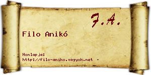 Filo Anikó névjegykártya